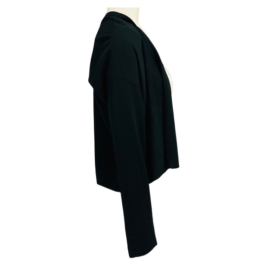 Kinross Cashmere Black Open Front Silk and Cashmere Knit Cardigan Sweater