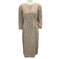 Load image into Gallery viewer, St. John Tan Multi Fall 2023 Leather Trimmed Wool Tweed Dress
