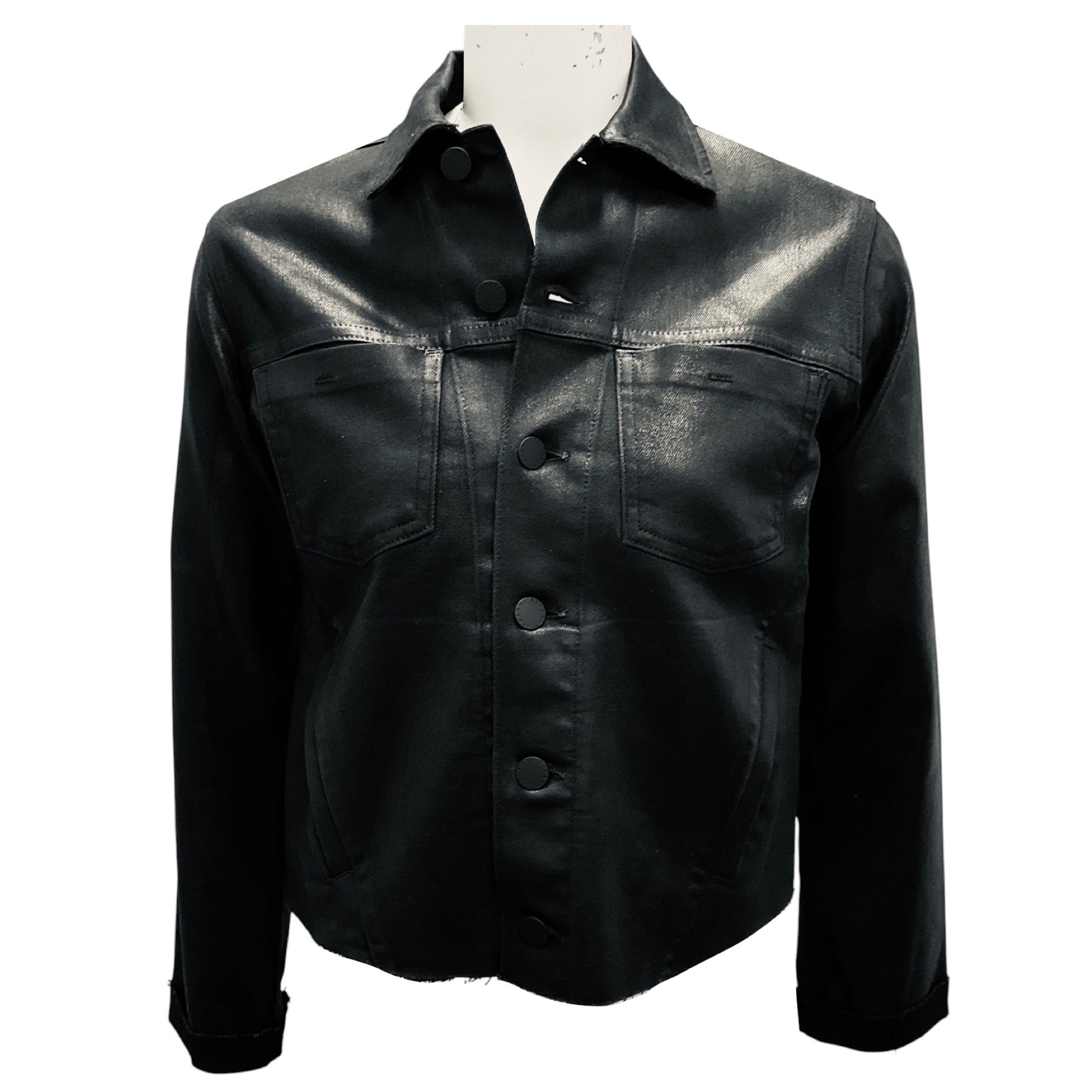 L'Agence Saturated Black Coated Janelle Slim Jacket