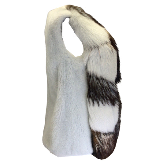 Yves Salomon Multicolored Goat, Fox, and Mink Fur Vest