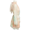 Load image into Gallery viewer, Nina Ricci Pastel Multi Tie Neck Tiered Silk Chiffon Mini Dress
