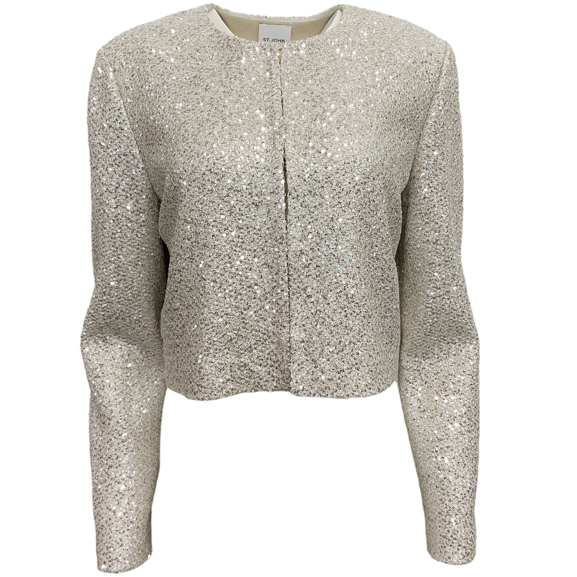 St. John Cream / Silver Knit Sequined Jacket
