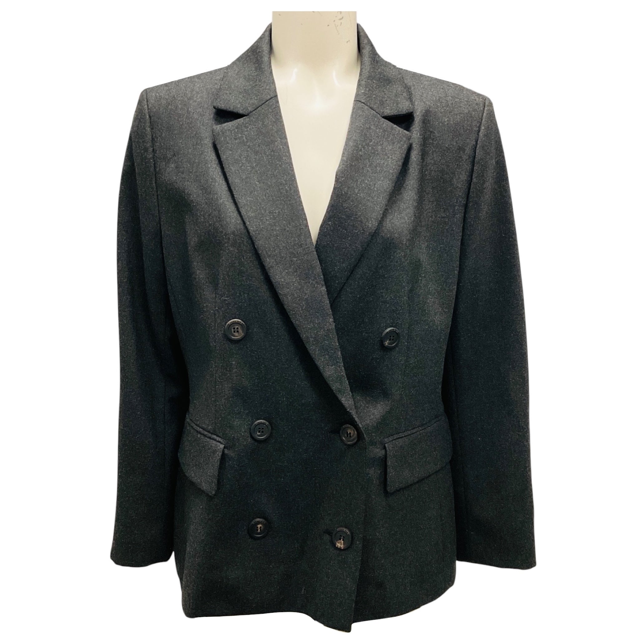 Peserico Charcoal Grey Double Breasted Wool Blazer