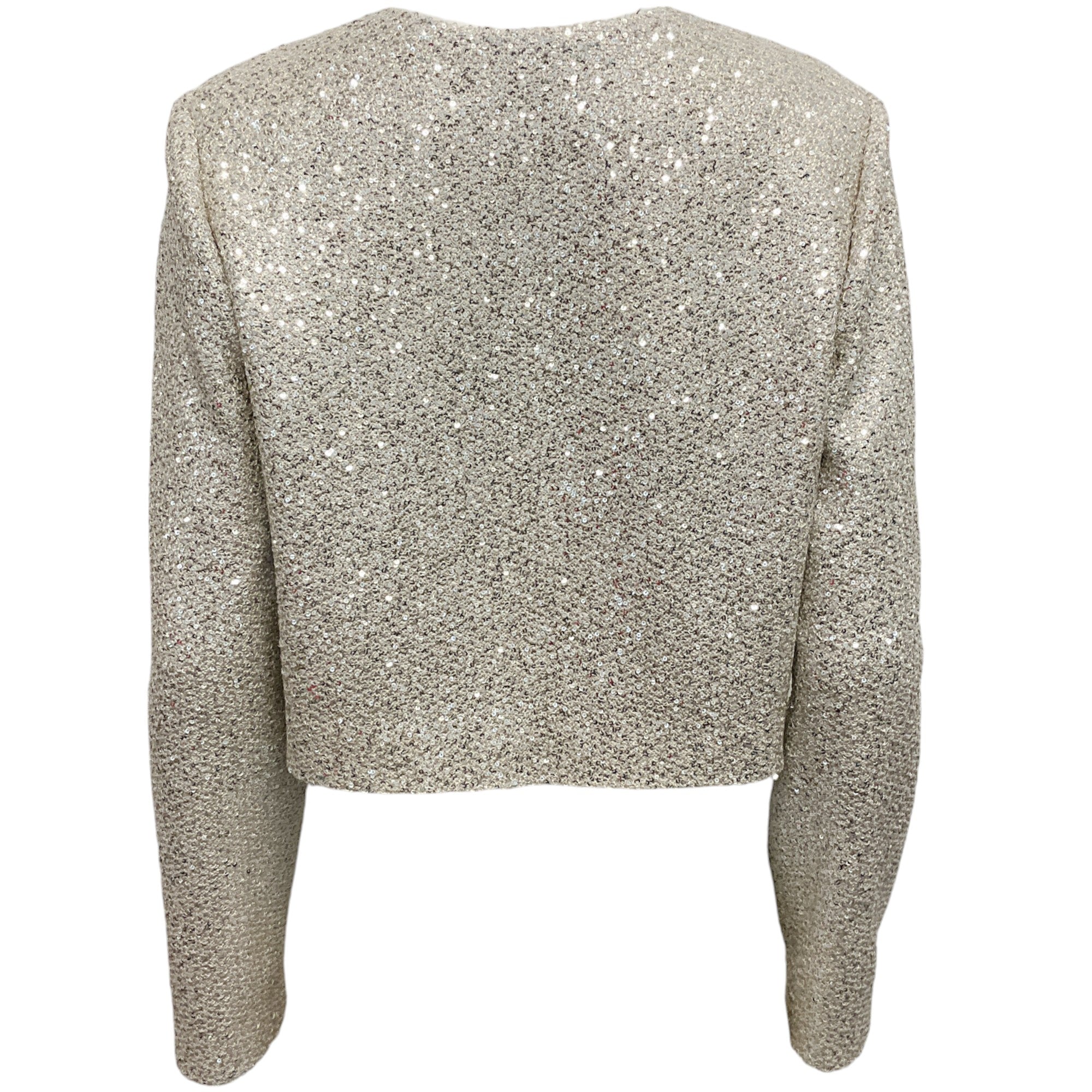 St. John Cream / Silver Knit Sequined Jacket