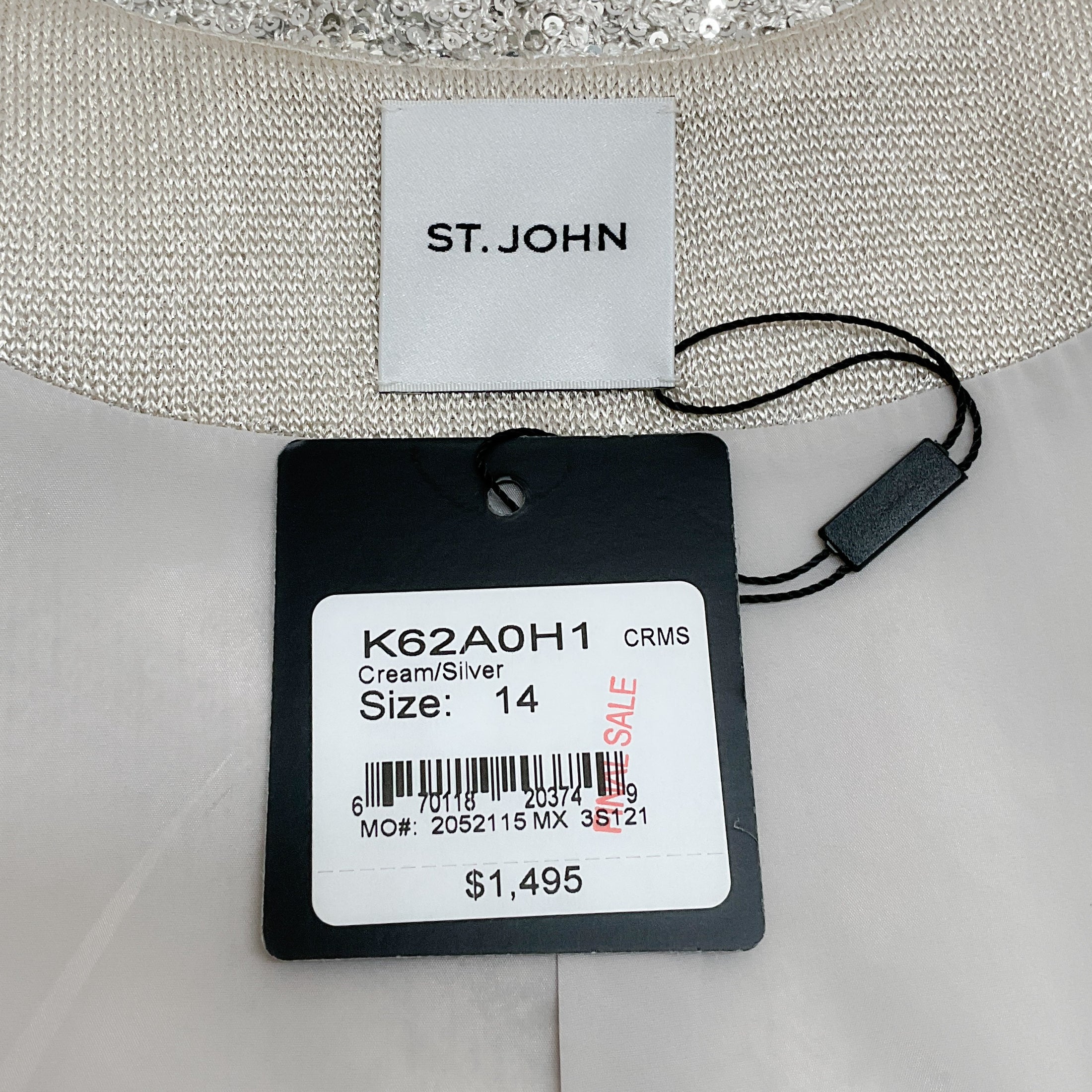 St. John Cream / Silver Knit Sequined Jacket