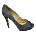 Load image into Gallery viewer, Jimmy Choo Silver Metallic Glitter Open Toe Pumps
