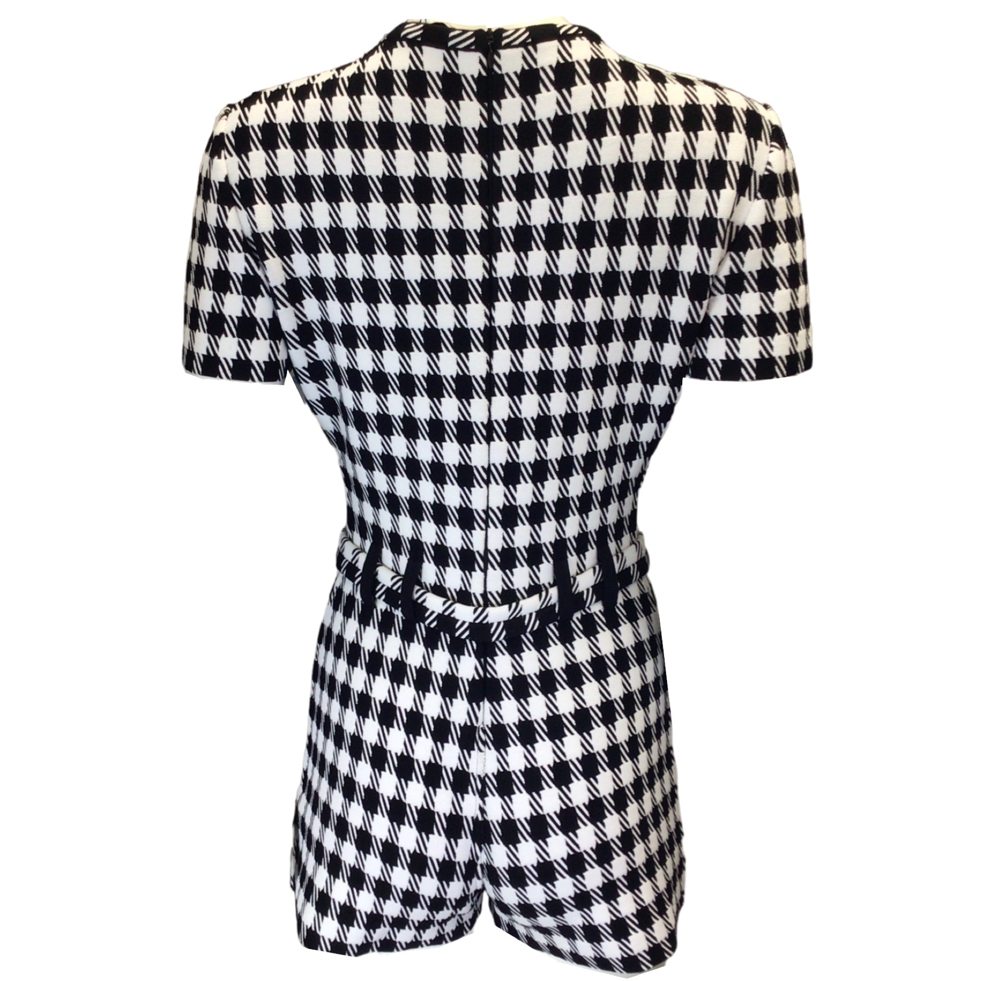 Alaia Black / White Short Sleeved Check Knit Playsuit