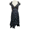 Load image into Gallery viewer, Peter Pilotto Black Multi Dot Print Cold Shoulder Asymmetric Hem Midi Cocktail Dress
