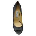 Load image into Gallery viewer, Jimmy Choo Silver Metallic Glitter Open Toe Pumps
