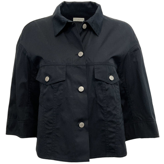 Dries van Noten Black Cotton Cropped Swing Jacket
