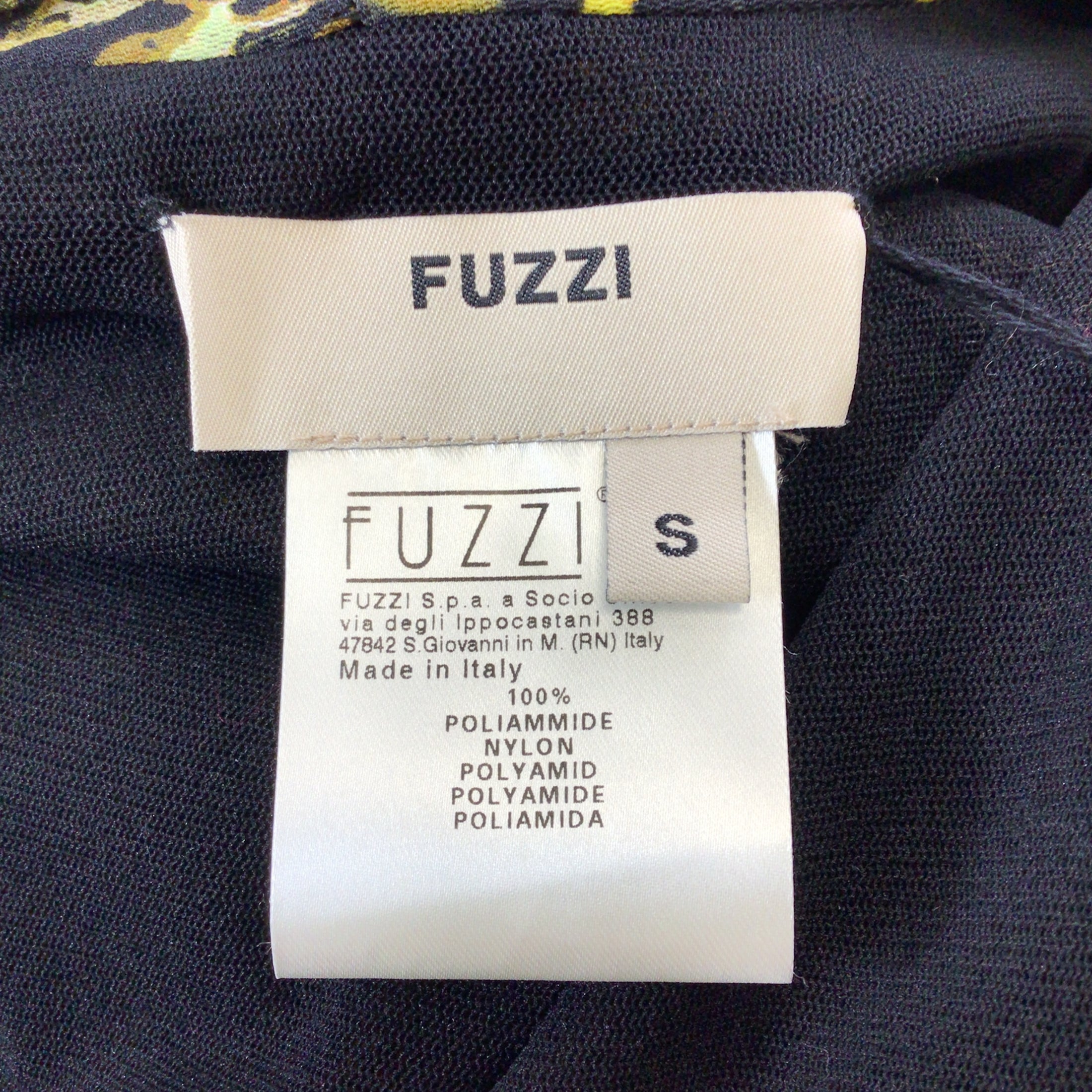 Fuzzi Green / Black Printed Long Sleeved V-Neck Mesh Midi Dress