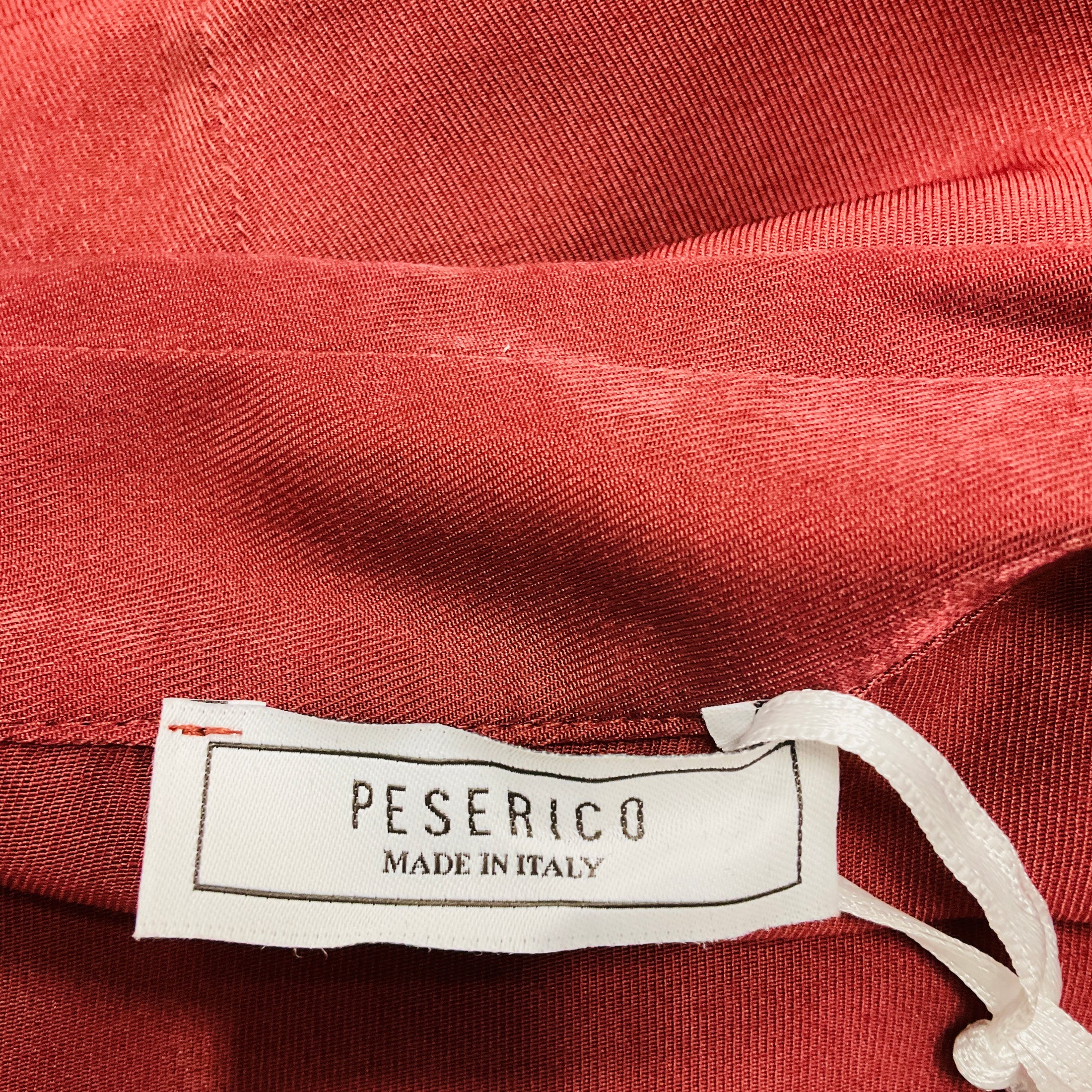 Peserico Deep Red Monili Bead Embellished Midi Dress with Tie