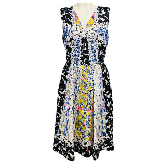 Peter Pilotto Blue Multi Printed Sleeveless V-Neck Silk Midi Dress