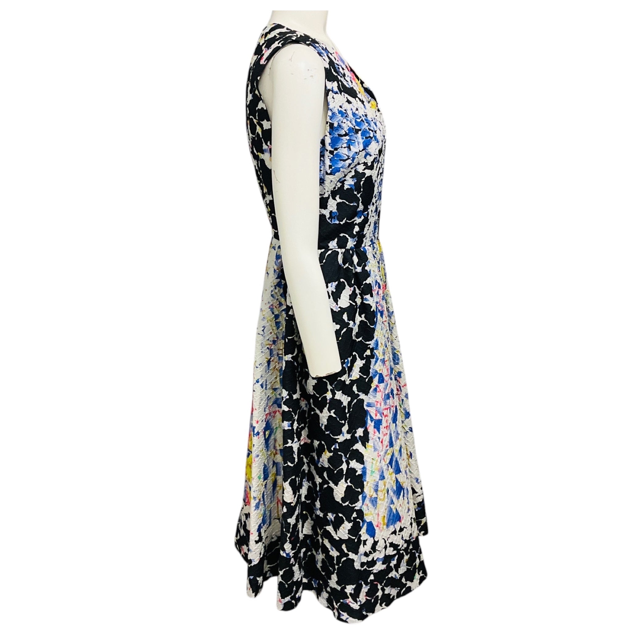 Peter Pilotto Blue Multi Printed Sleeveless V-Neck Silk Midi Dress