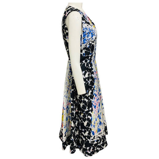 Peter Pilotto Blue Multi Printed Sleeveless V-Neck Silk Midi Dress