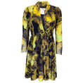 Load image into Gallery viewer, Fuzzi Green / Black Printed Long Sleeved V-Neck Mesh Midi Dress
