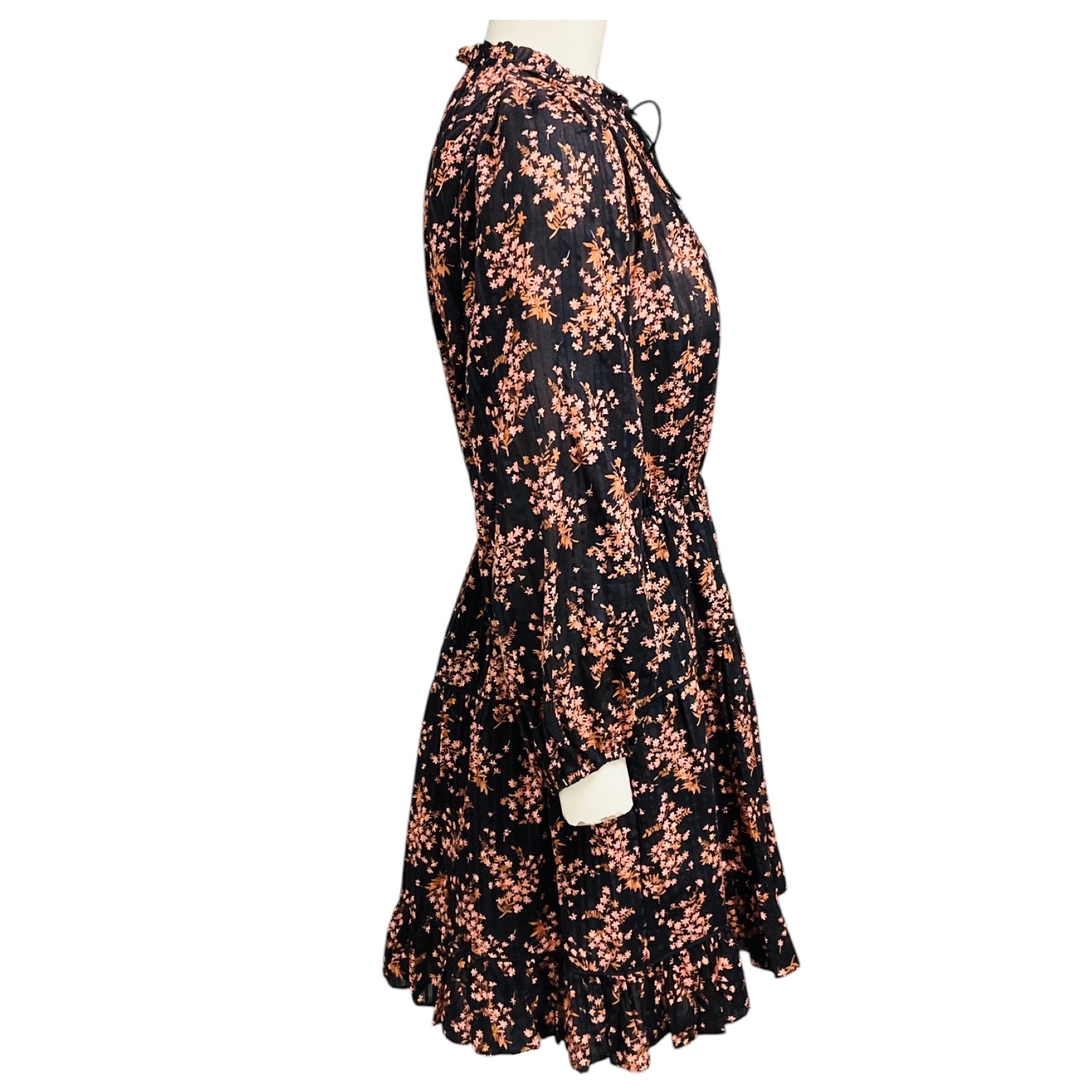 Ulla Johnson Black Multi Jet Print Brienne Floral Print Mini Dress