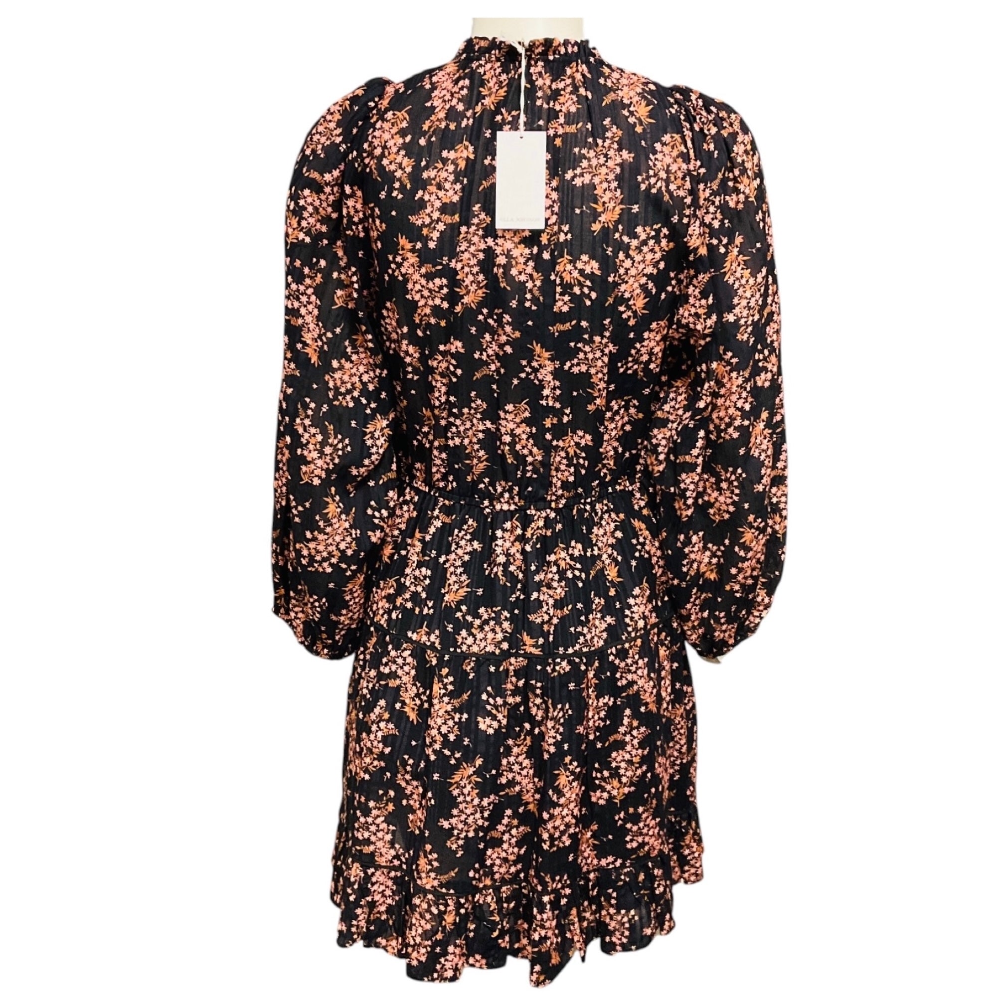Ulla Johnson Black Multi Jet Print Brienne Floral Print Mini Dress