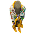 Load image into Gallery viewer, Christian Dior Vintage Yellow Multi Floral Printed Square Silk Twill Scarf
