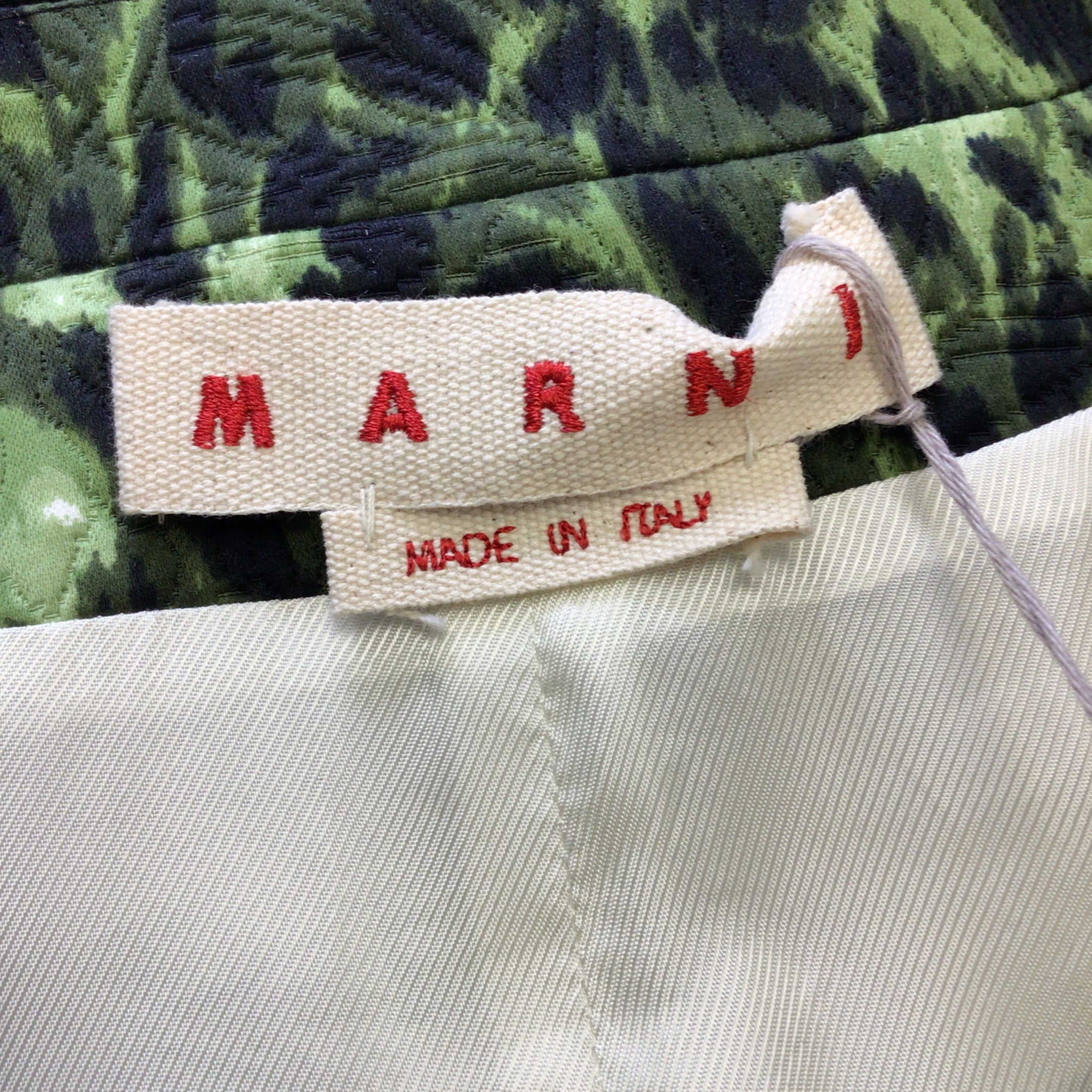 Marni Dark Olive 2020 Mid-Length Flared Cotton Jacquard Duster Coat