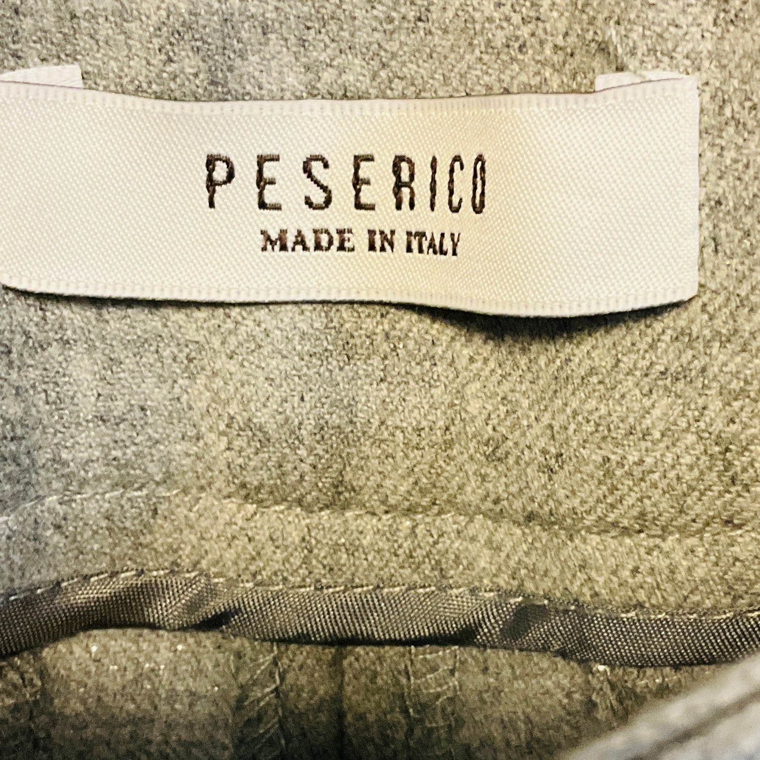 Peserico Light Grey Metallic Tailored Cuffed Straight Leg Wool Trousers