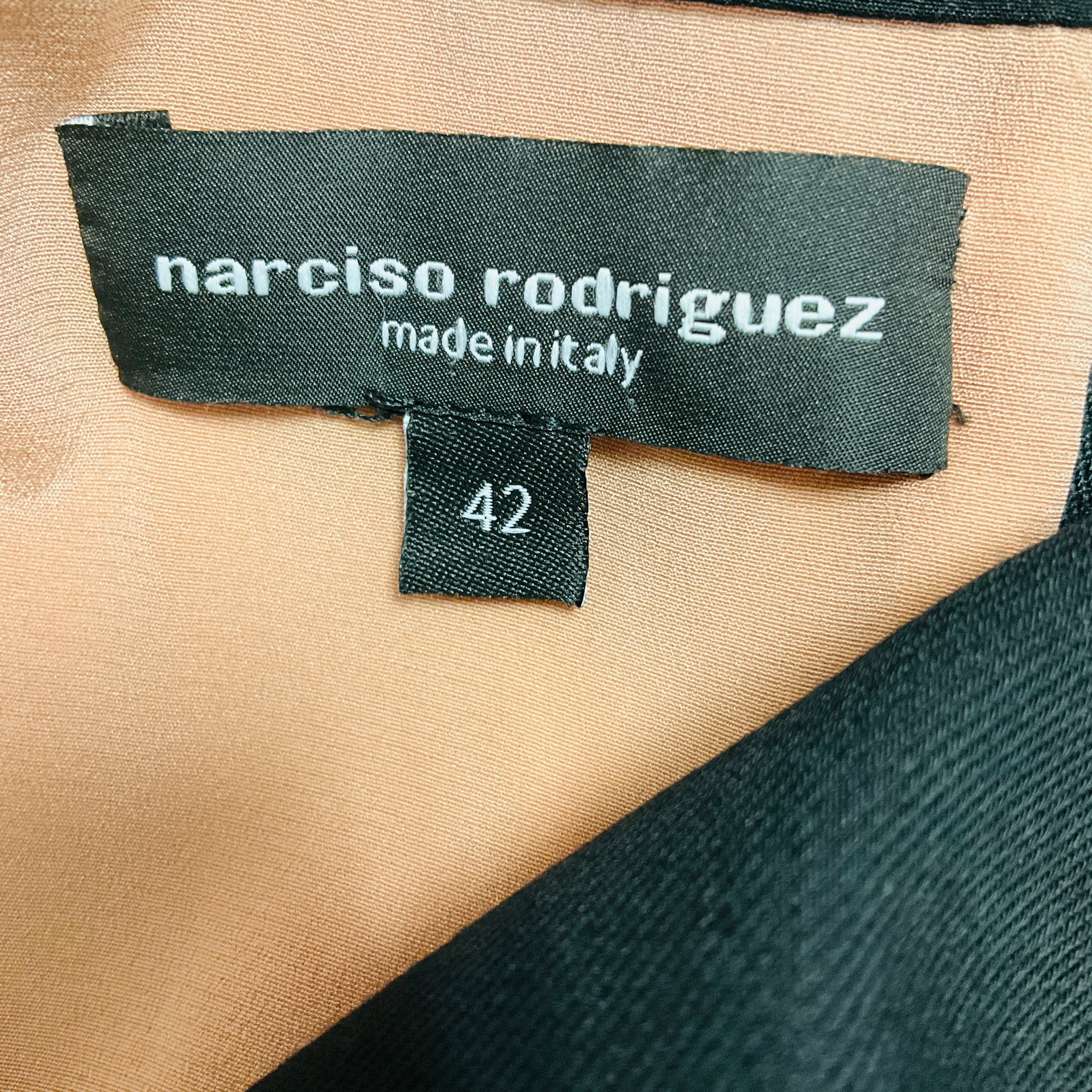 Narciso Rodriguez Blush Pink / Black Colorblock Sleeveless Wool Crepe Midi Dress