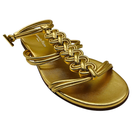 Gianvito Rossi Gold Metallic Capua Braided Leather Sandals