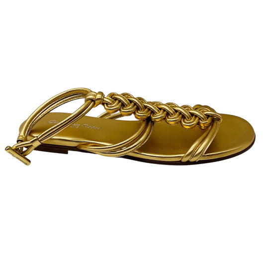 Gianvito Rossi Gold Metallic Capua Braided Leather Sandals