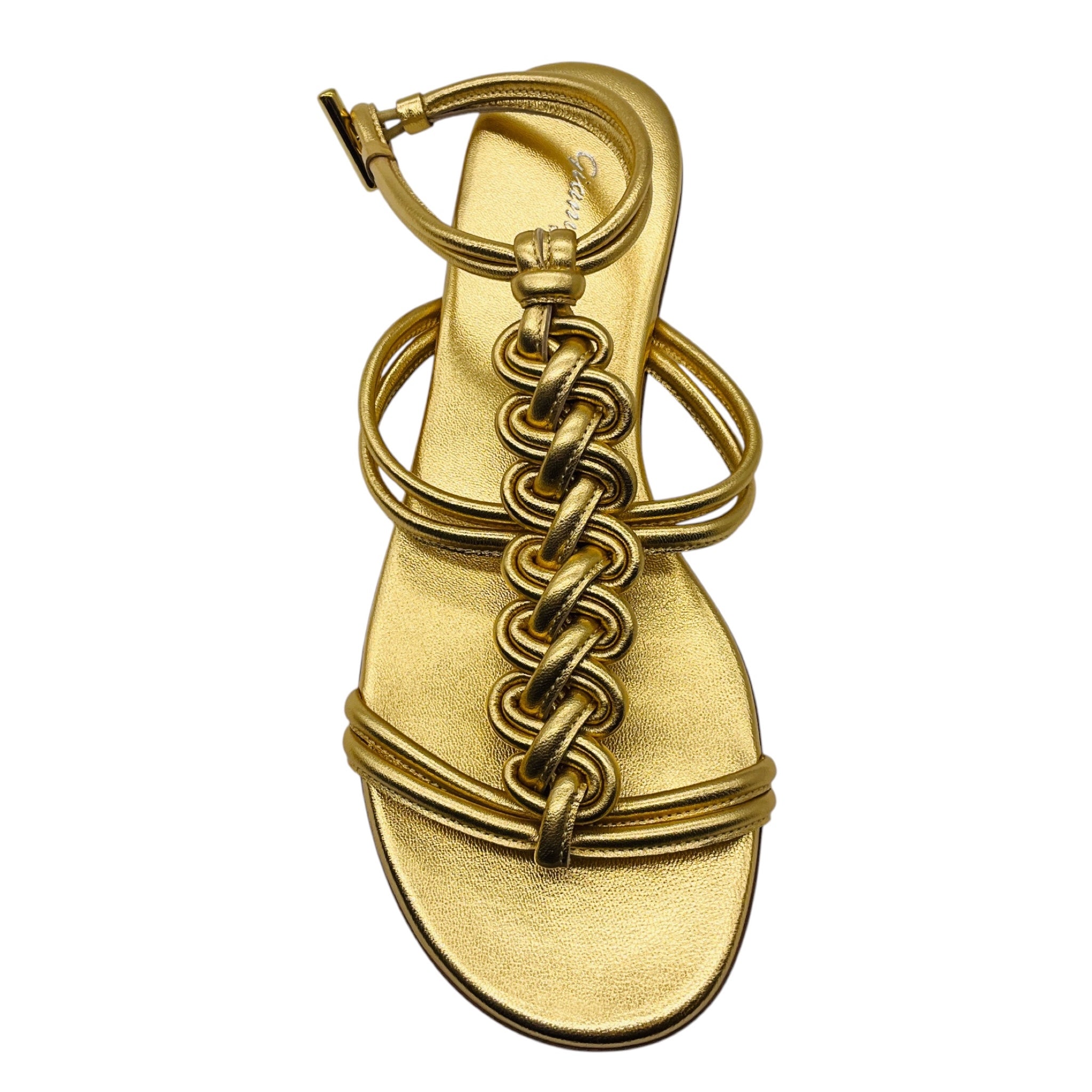 Gianvito Rossi Gold Metallic Capua Braided Leather Sandals