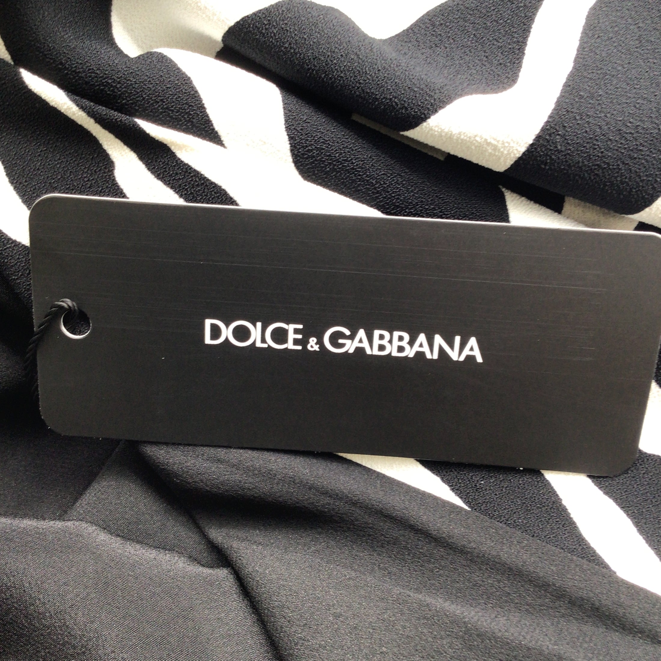 Dolce & Gabbana Black / White Zebra Printed Long Sleeved Crepe Dress