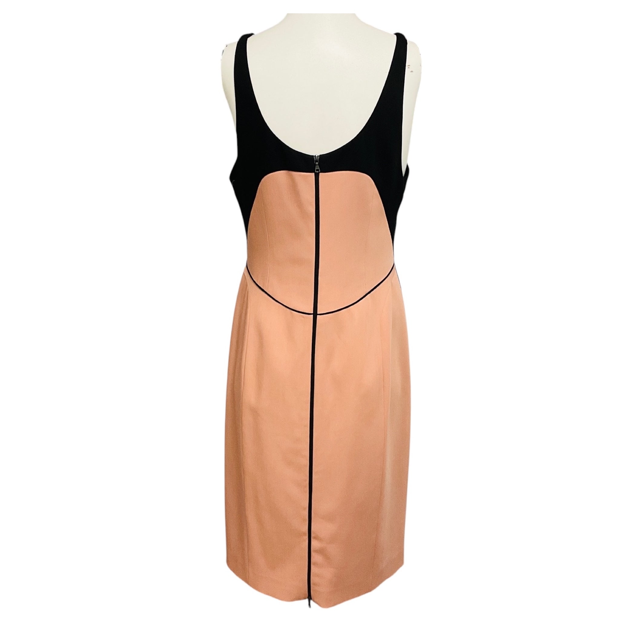 Narciso Rodriguez Blush Pink / Black Colorblock Sleeveless Wool Crepe Midi Dress