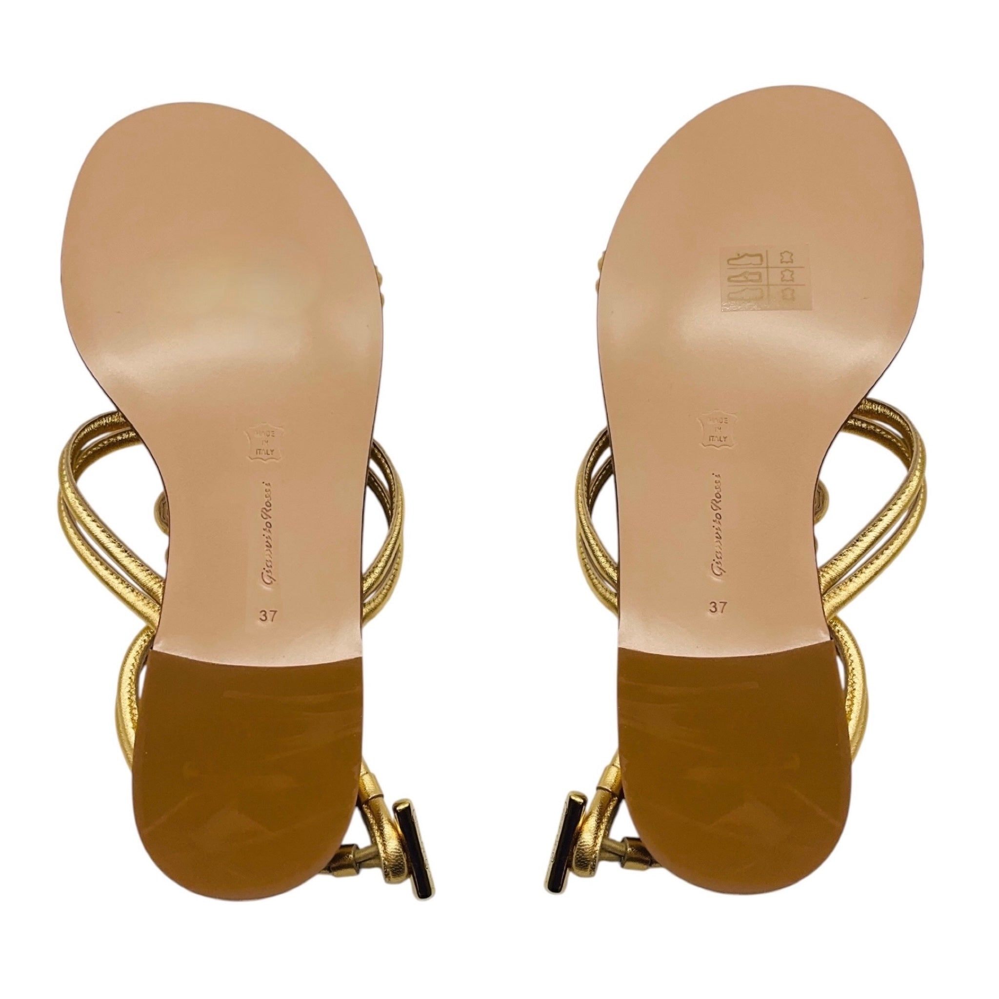 Gianvito Rossi Gold Metallic Capua Braided Leather Sandals