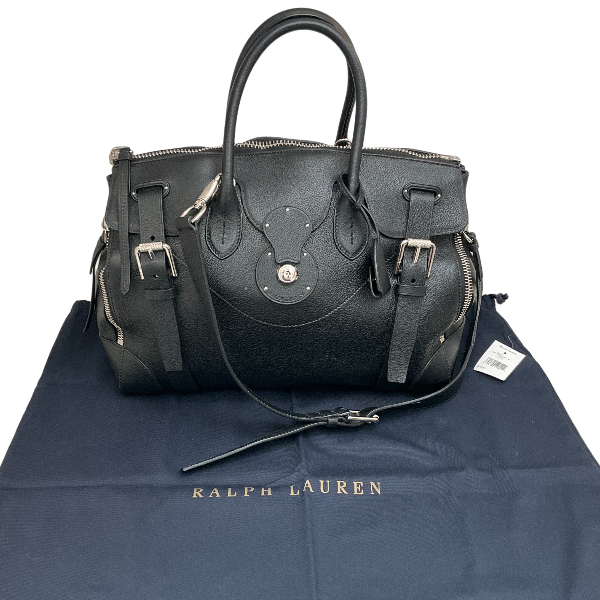 Ralph Lauren Black Leather Soft Ricky 33 Bag