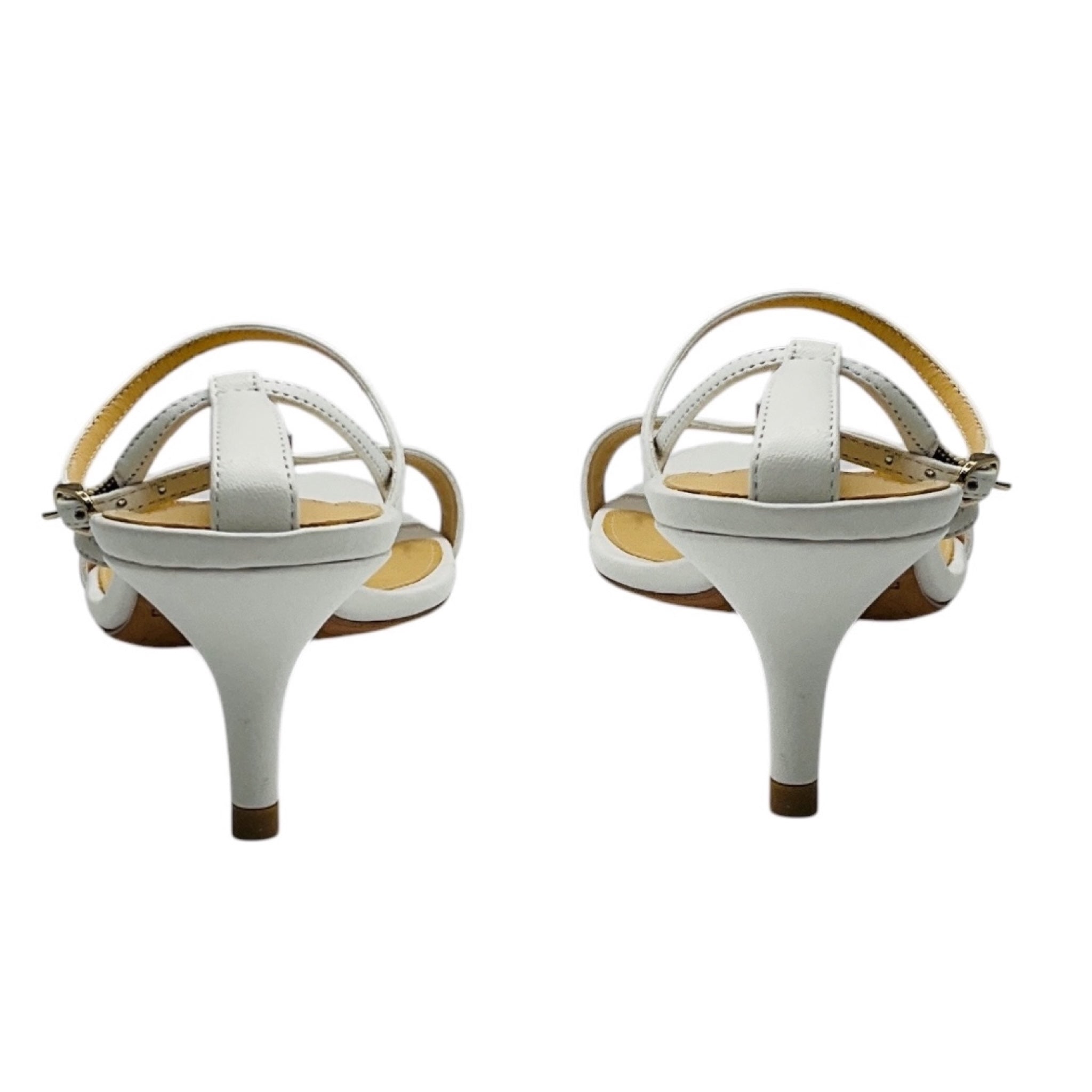 Alexandre Birman White Leather Ankle Strap Sandals