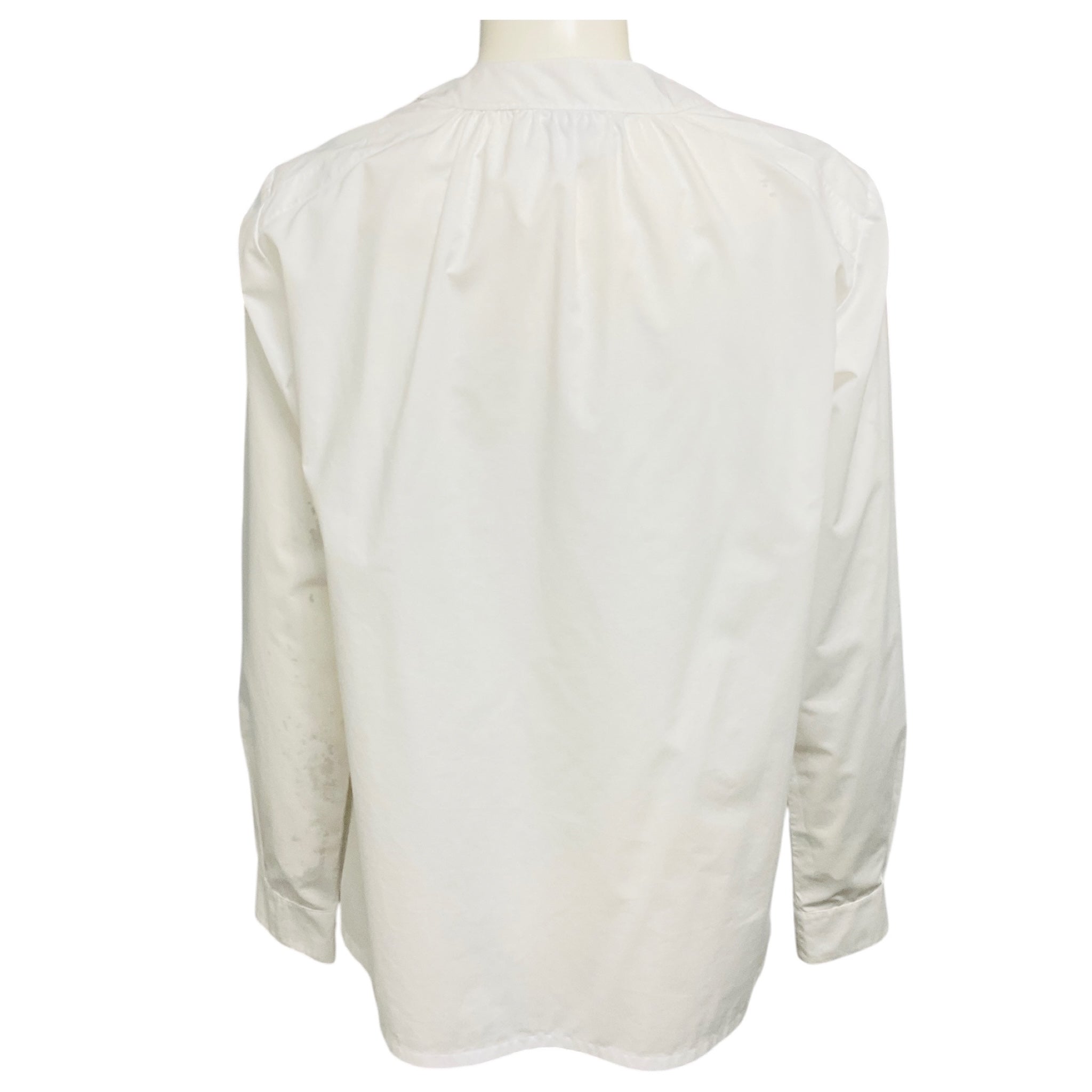 Chanel White CC Logo Pearl Button Cotton Blouse