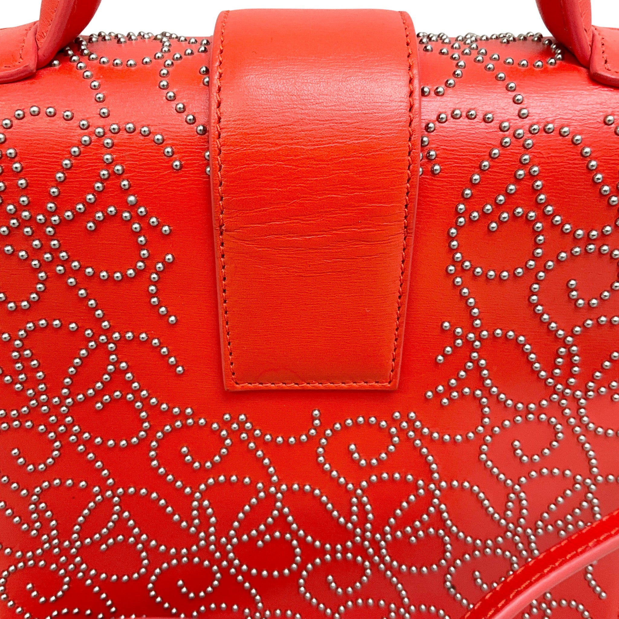 Alaia Coral Leather Studded Satchel