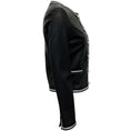 Load image into Gallery viewer, Susan Bender Black Leather Jacket with Pearl Buttons and Silver Trim
