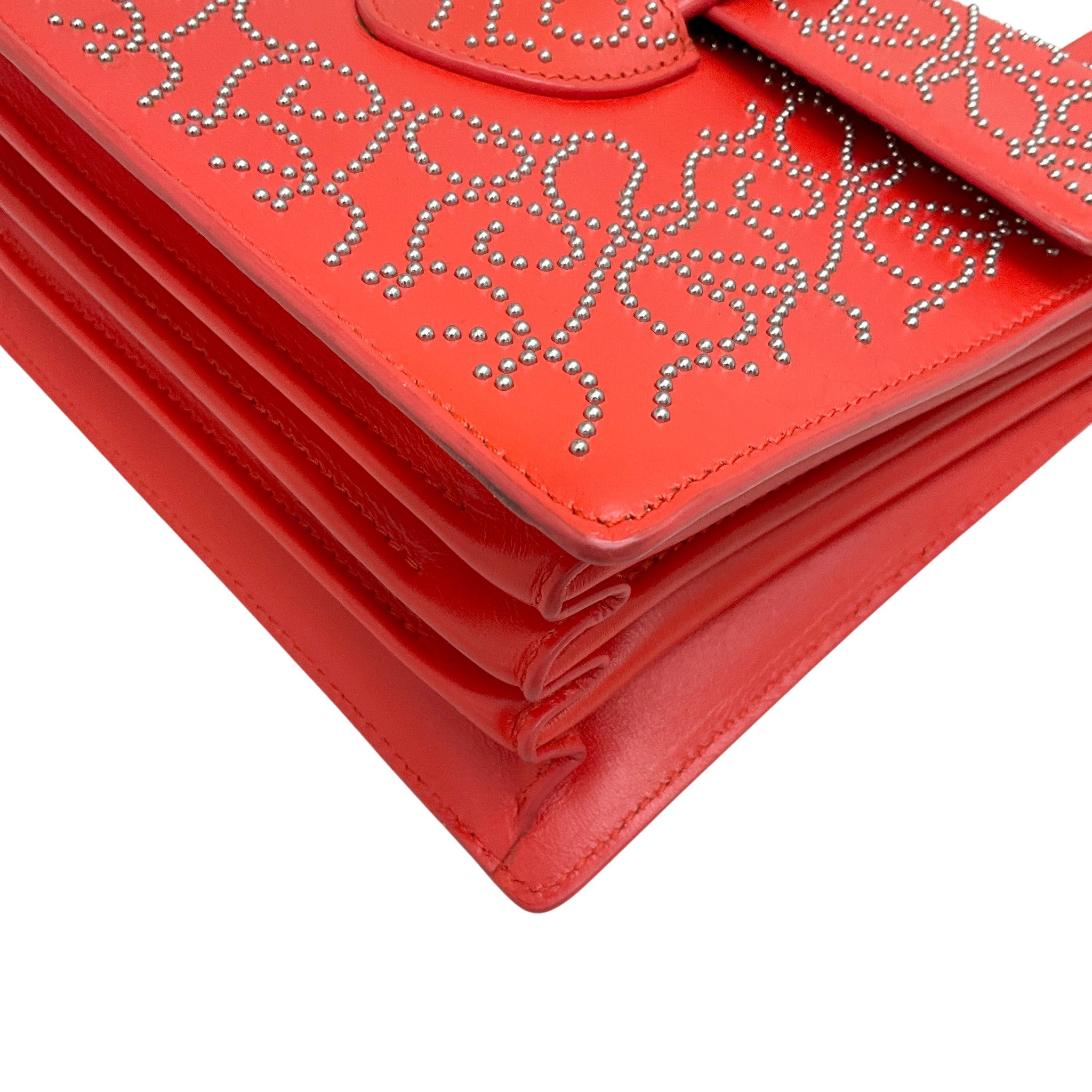 Alaia Coral Leather Studded Satchel