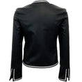 Load image into Gallery viewer, Susan Bender Black Leather Jacket with Pearl Buttons and Silver Trim
