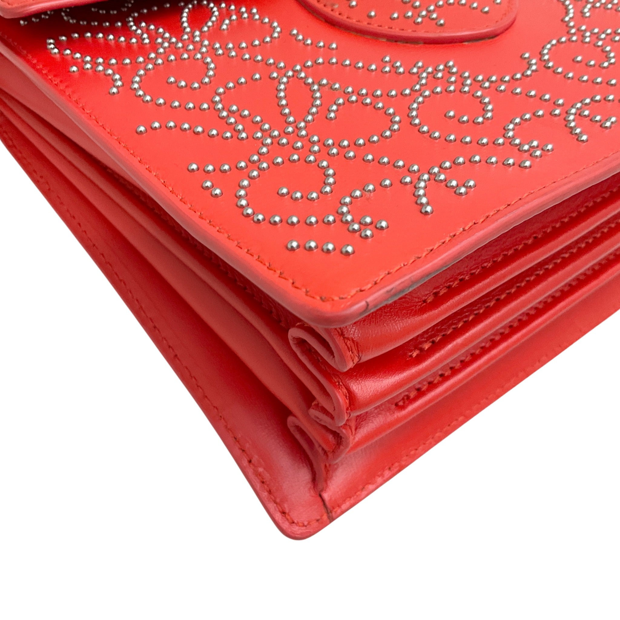 Alaia Coral Leather Studded Satchel