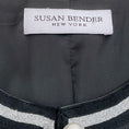 Load image into Gallery viewer, Susan Bender Black Leather Jacket with Pearl Buttons and Silver Trim
