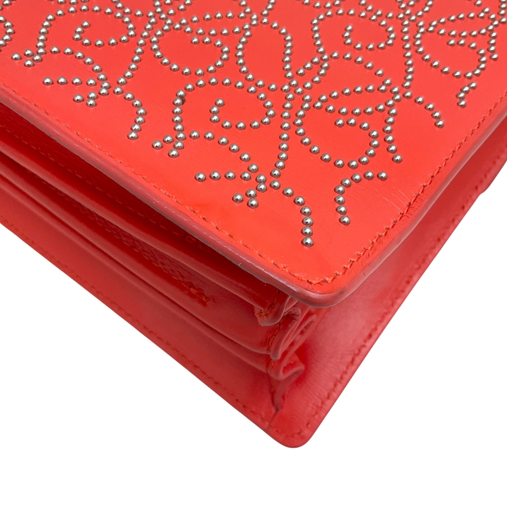 Alaia Coral Leather Studded Satchel