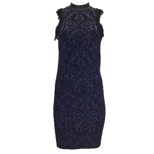 Piece d'Anarchive Navy Blue / Black Fringed Sleeveless Jacquard Knit Dress