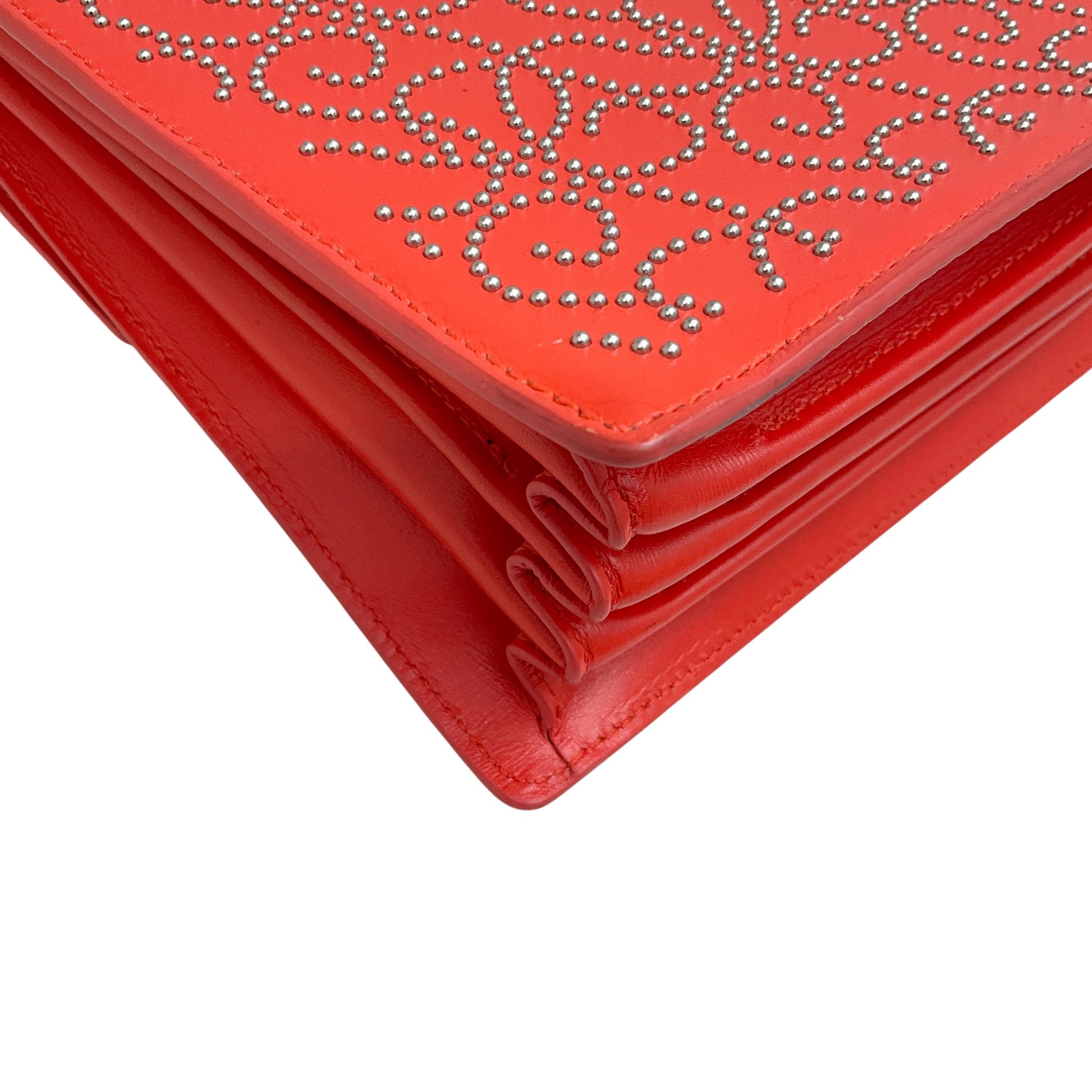 Alaia Coral Leather Studded Satchel