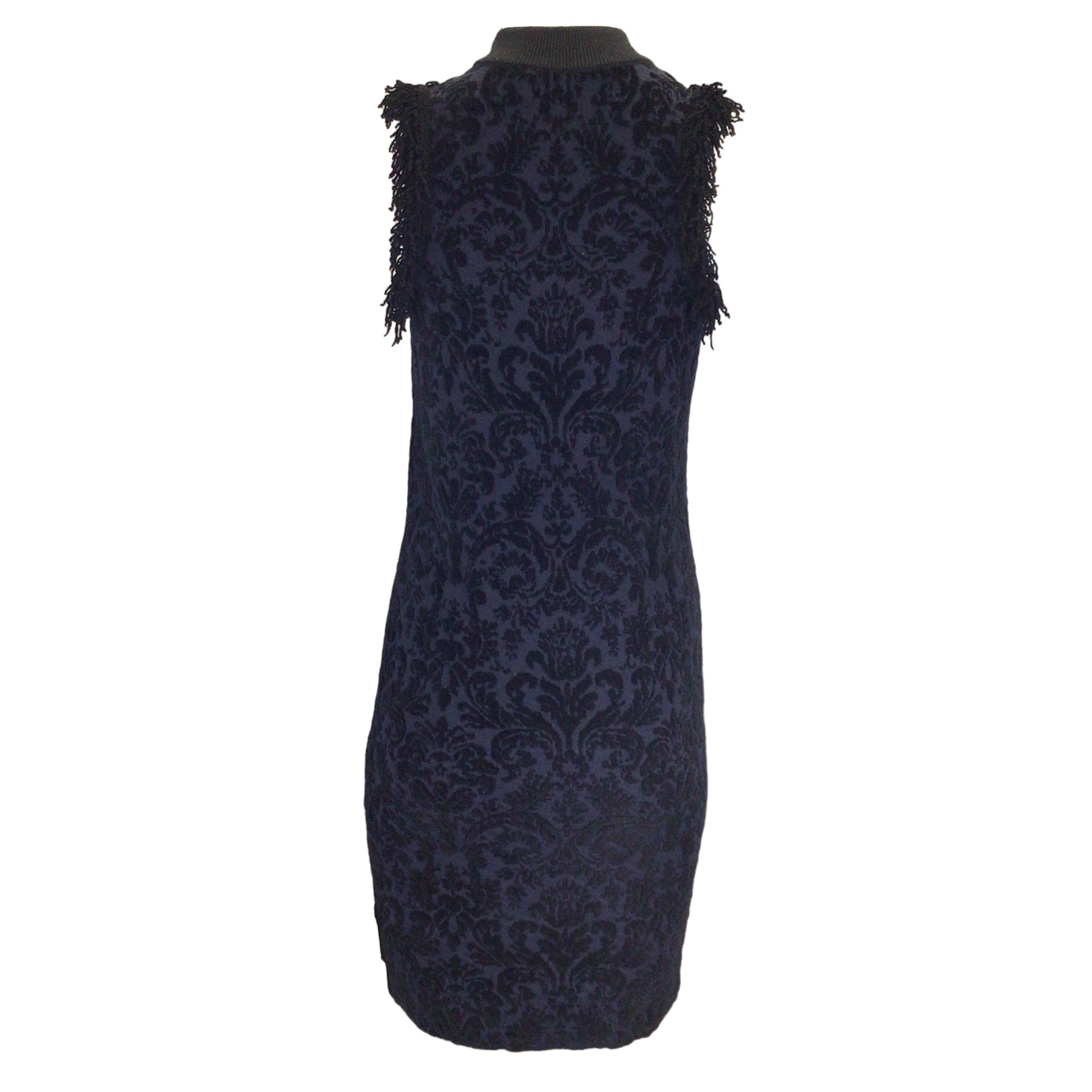 Piece d'Anarchive Navy Blue / Black Fringed Sleeveless Jacquard Knit Dress