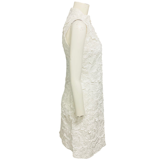 Akris White Sleeveless Floral Applique Sheath Dress