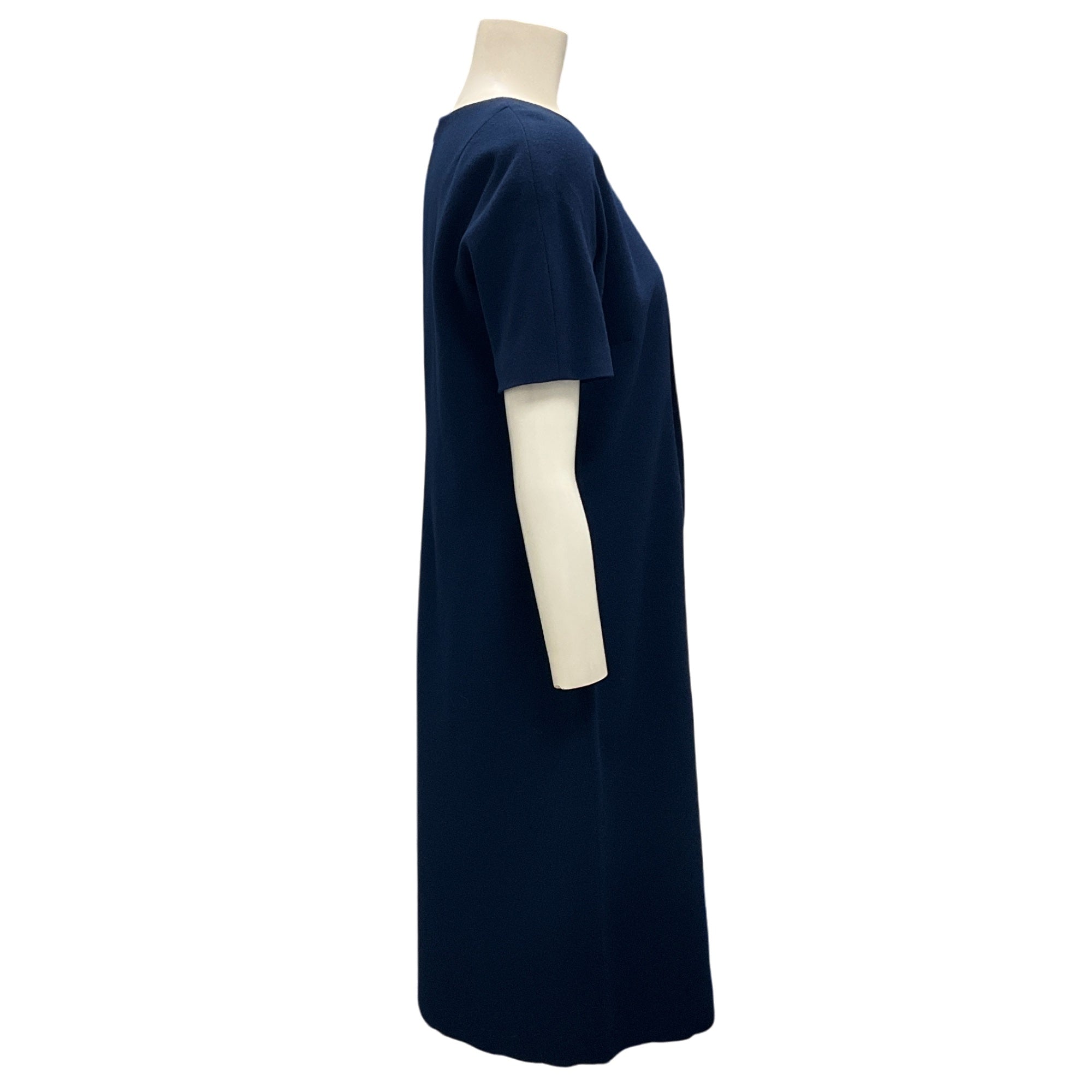 Jil Sander Blue Short Sleeved Wool Crepe Dress