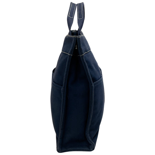 Hermes Navy Blue Canvas Deauville MM Bag