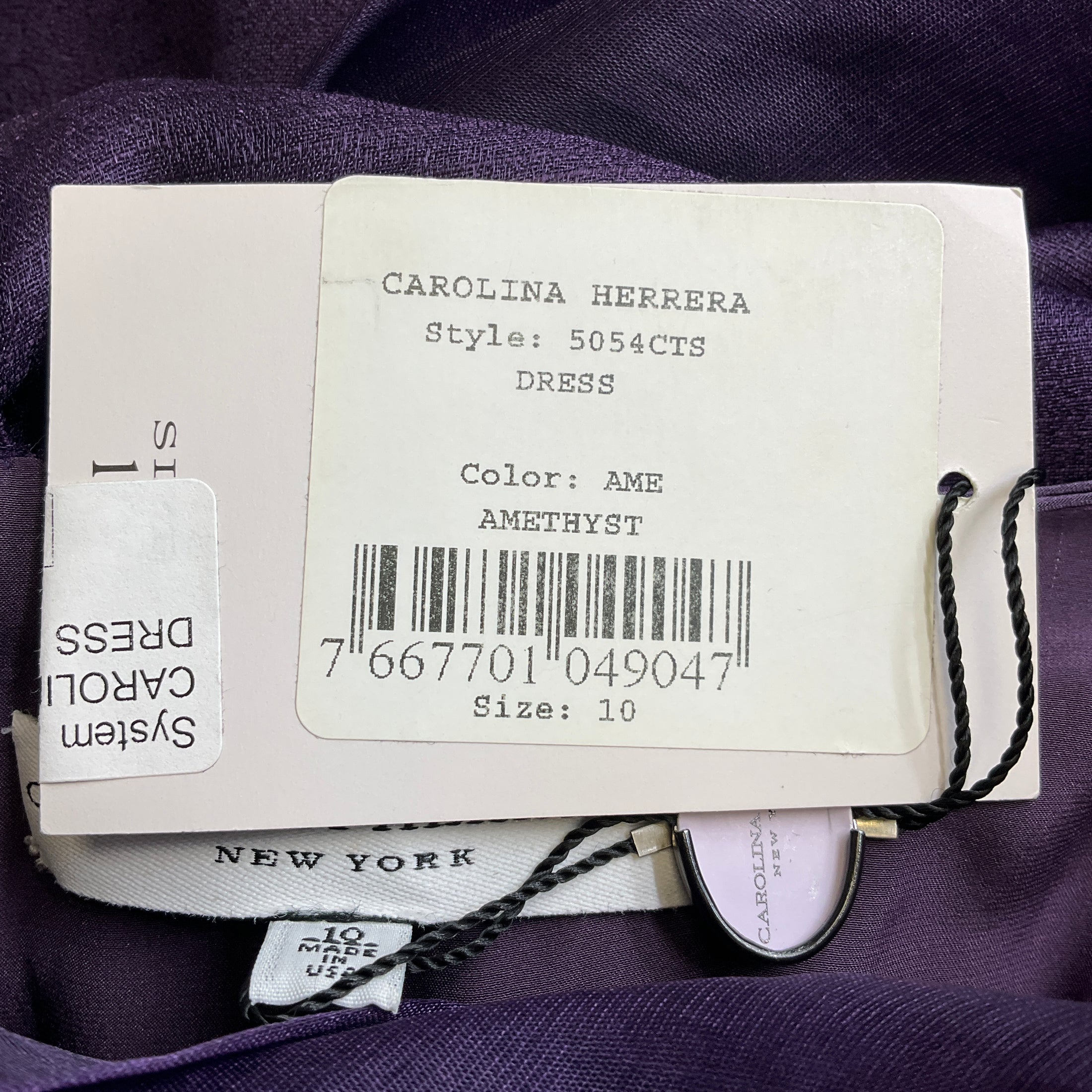 Carolina Herrera Amethyst Long Sleeved Wool and Silk Midi Dress