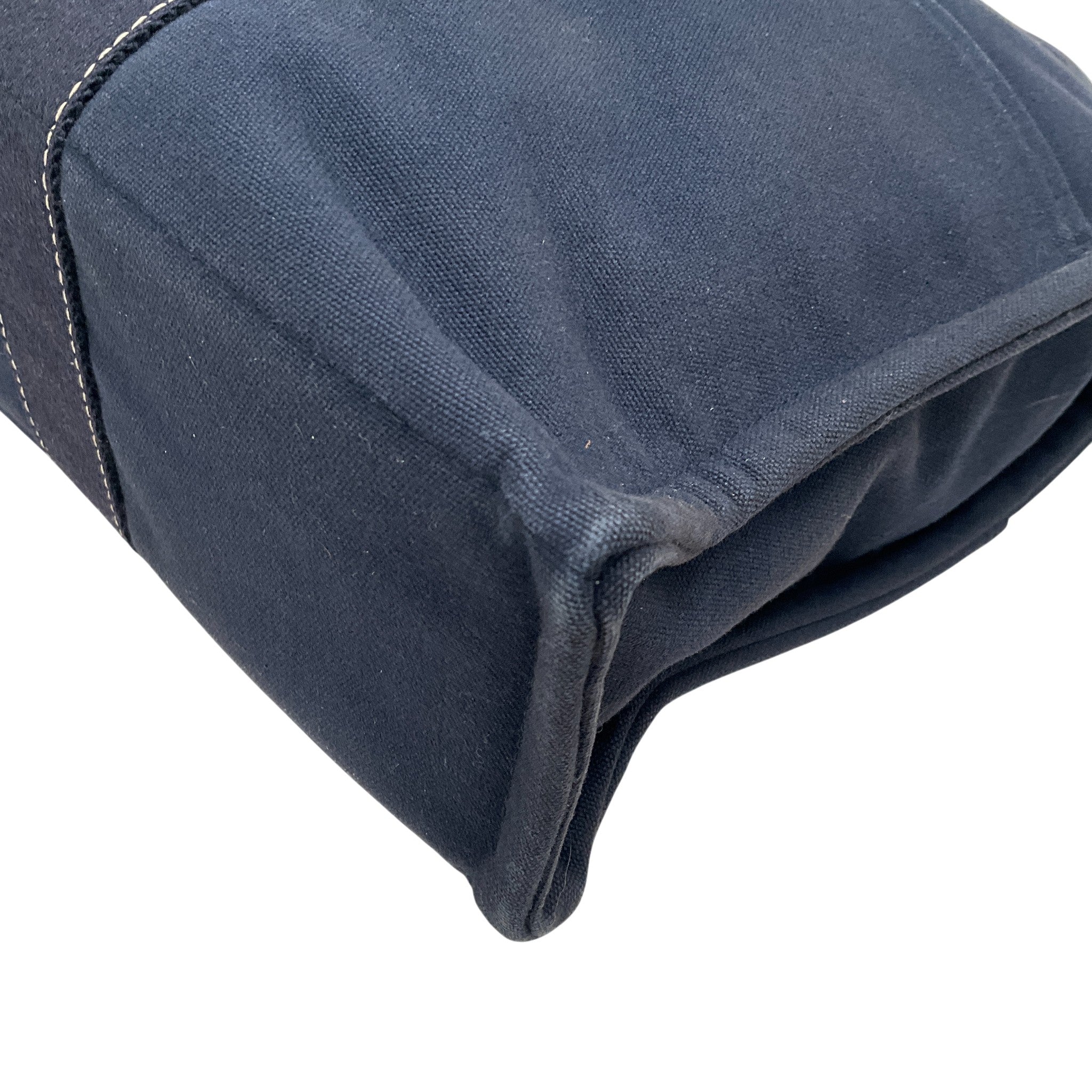 Hermes Navy Blue Canvas Deauville MM Bag